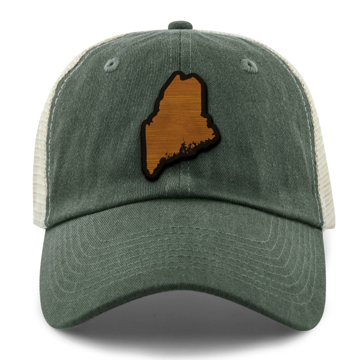 Maine State Wood Grain Patch Relaxed Trucker