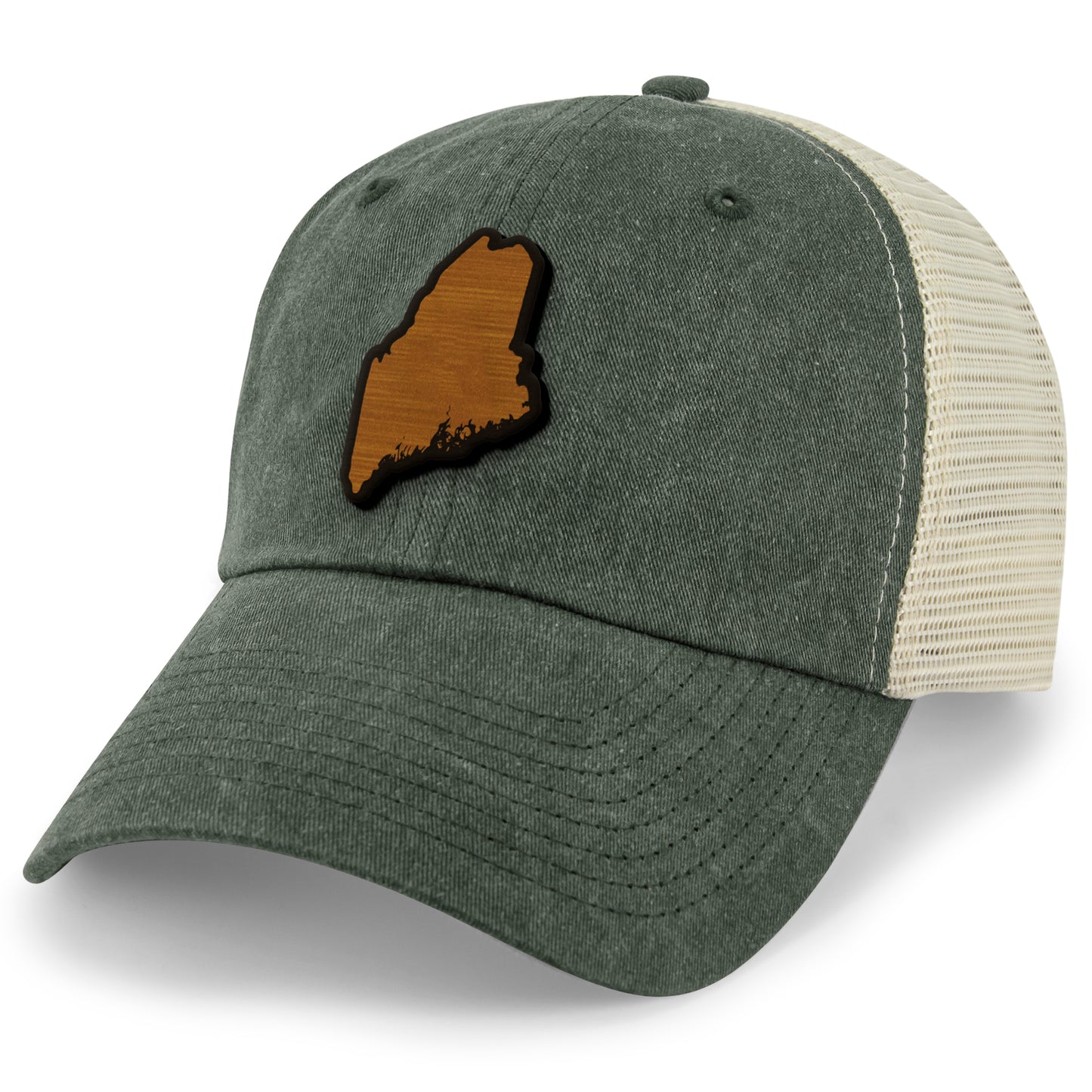 Maine State Wood Grain Patch Relaxed Trucker