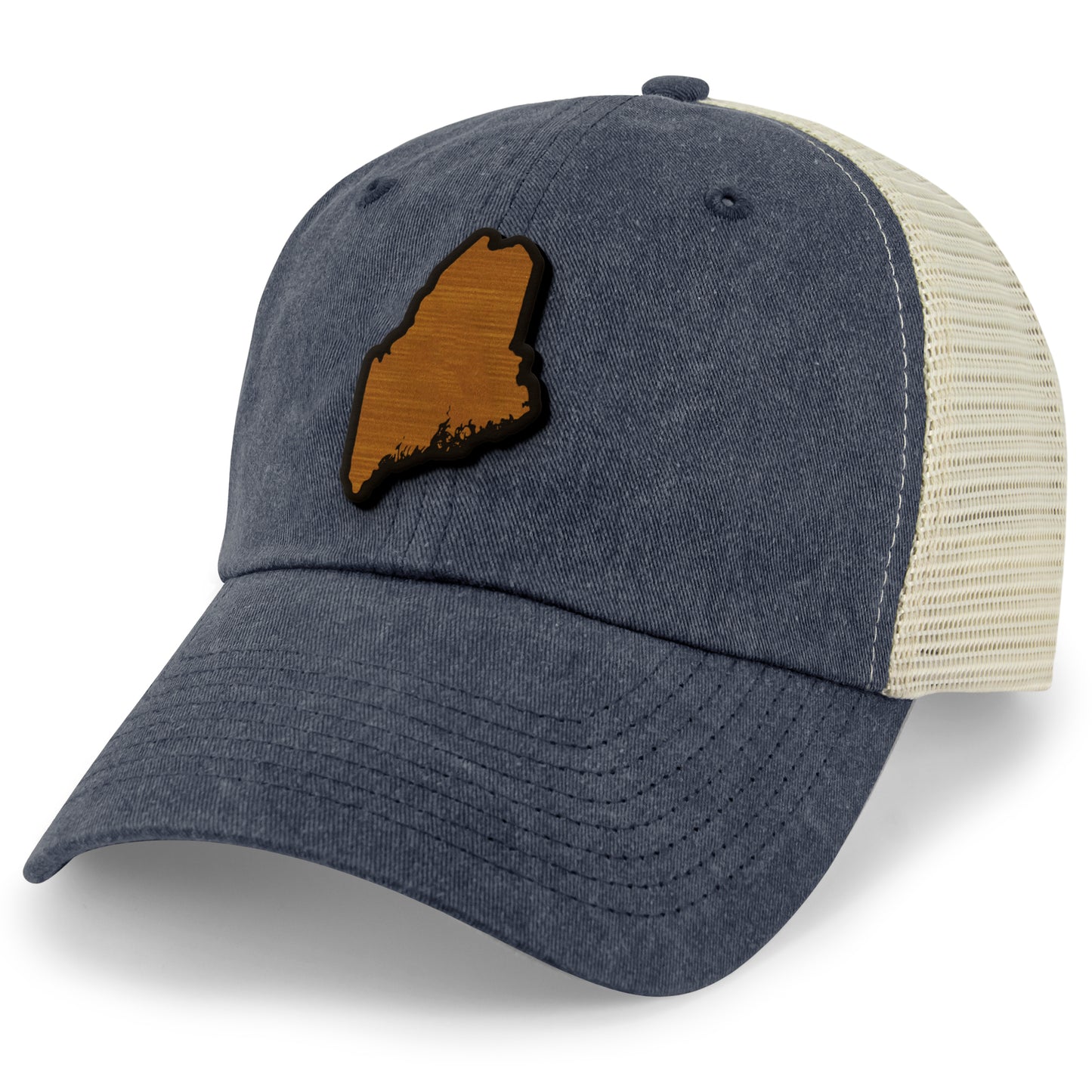 Maine State Wood Grain Patch Relaxed Trucker