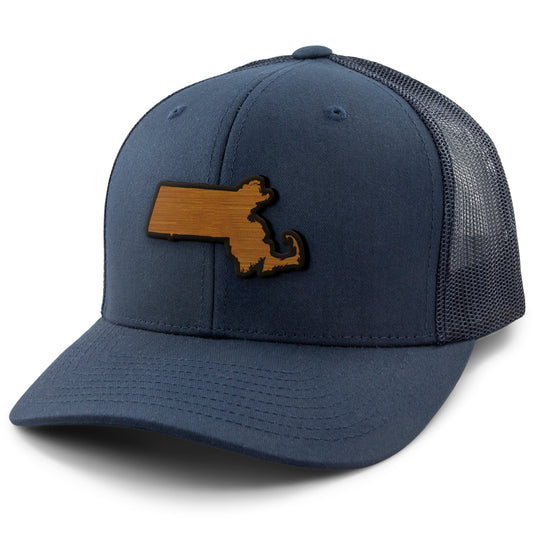 Massachusetts State Wood Grain Patch Classic Snapback Trucker