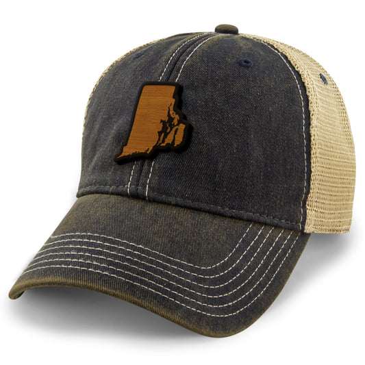 Rhode Island State Wood Grain Patch Dirty Water Trucker