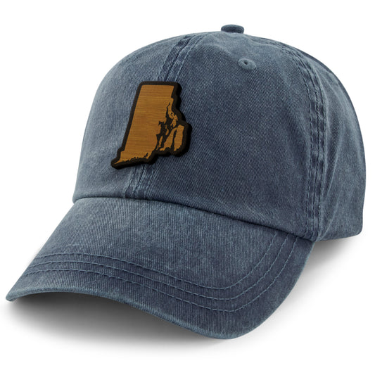 Rhode Island State Wood Grain Washed Dad Hat