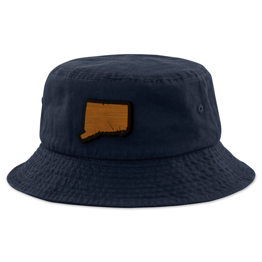 Connecticut State Wood Grain Patch Bucket Hat