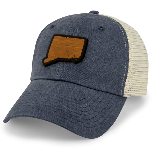 Connecticut State Wood Grain Patch Relaxed Trucker