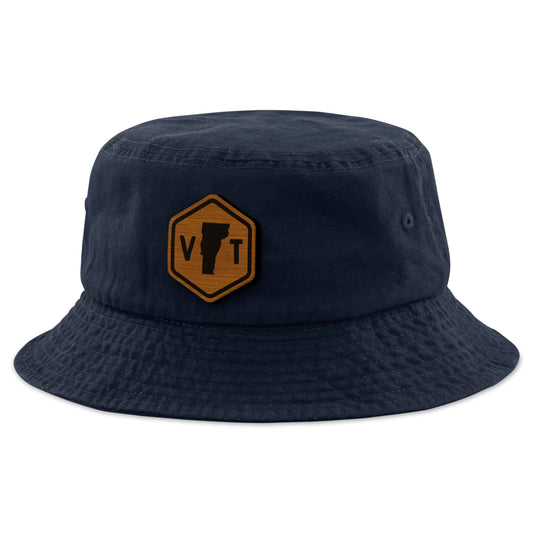 Vermont State Sign Wood Grain Patch Bucket Hat