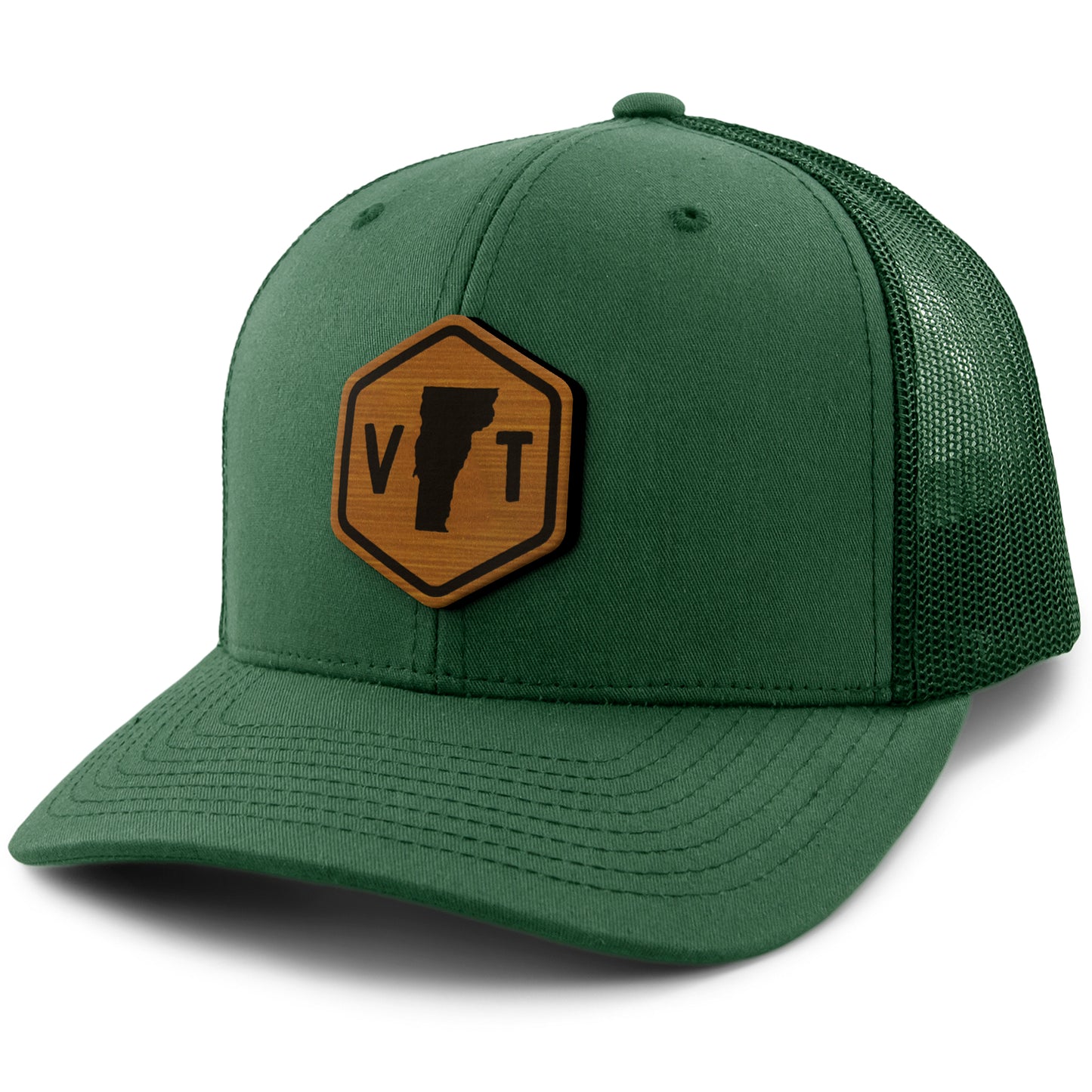 Vermont State Sign Wood Grain Patch Classic Snapback Trucker