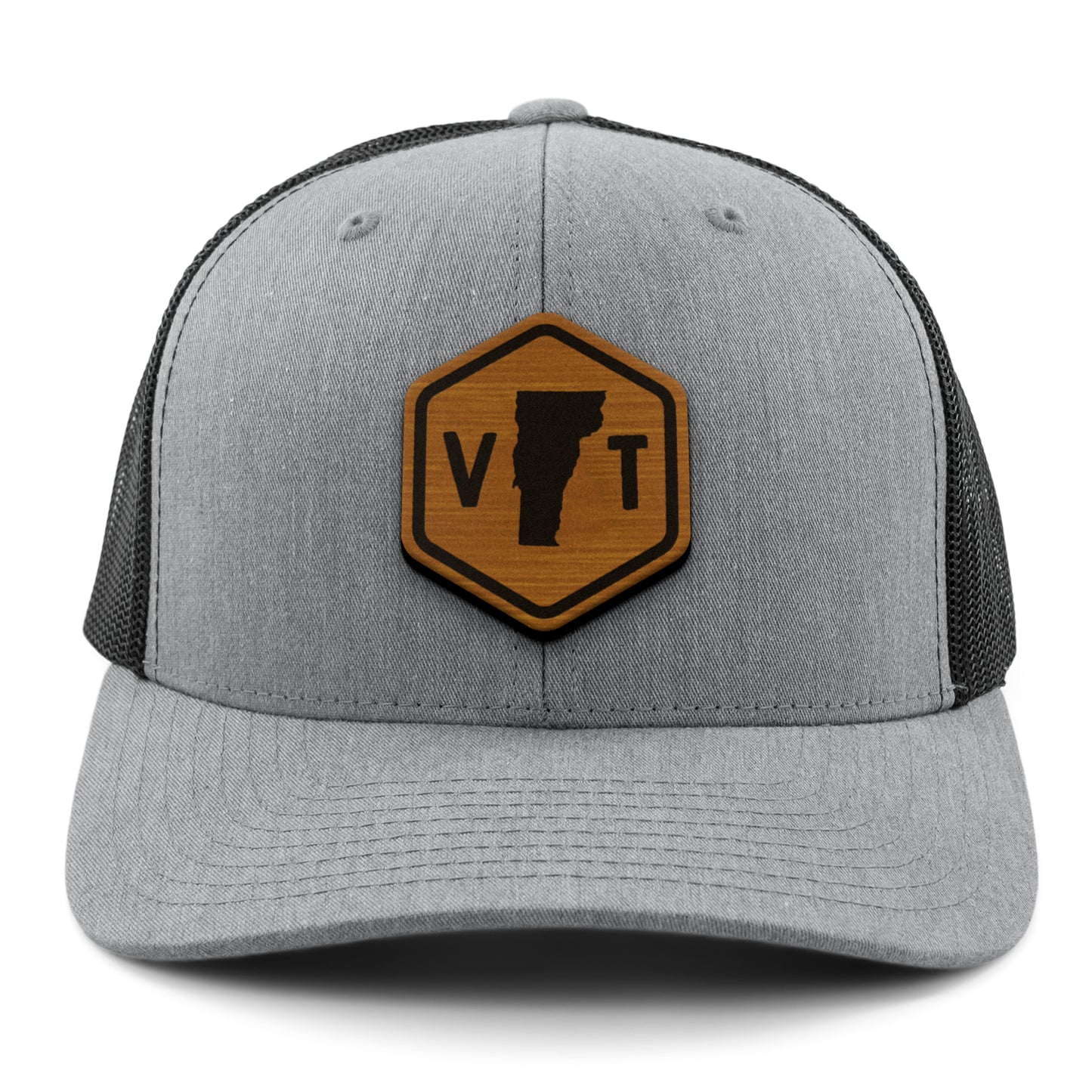 Vermont State Sign Wood Grain Patch Classic Snapback Trucker