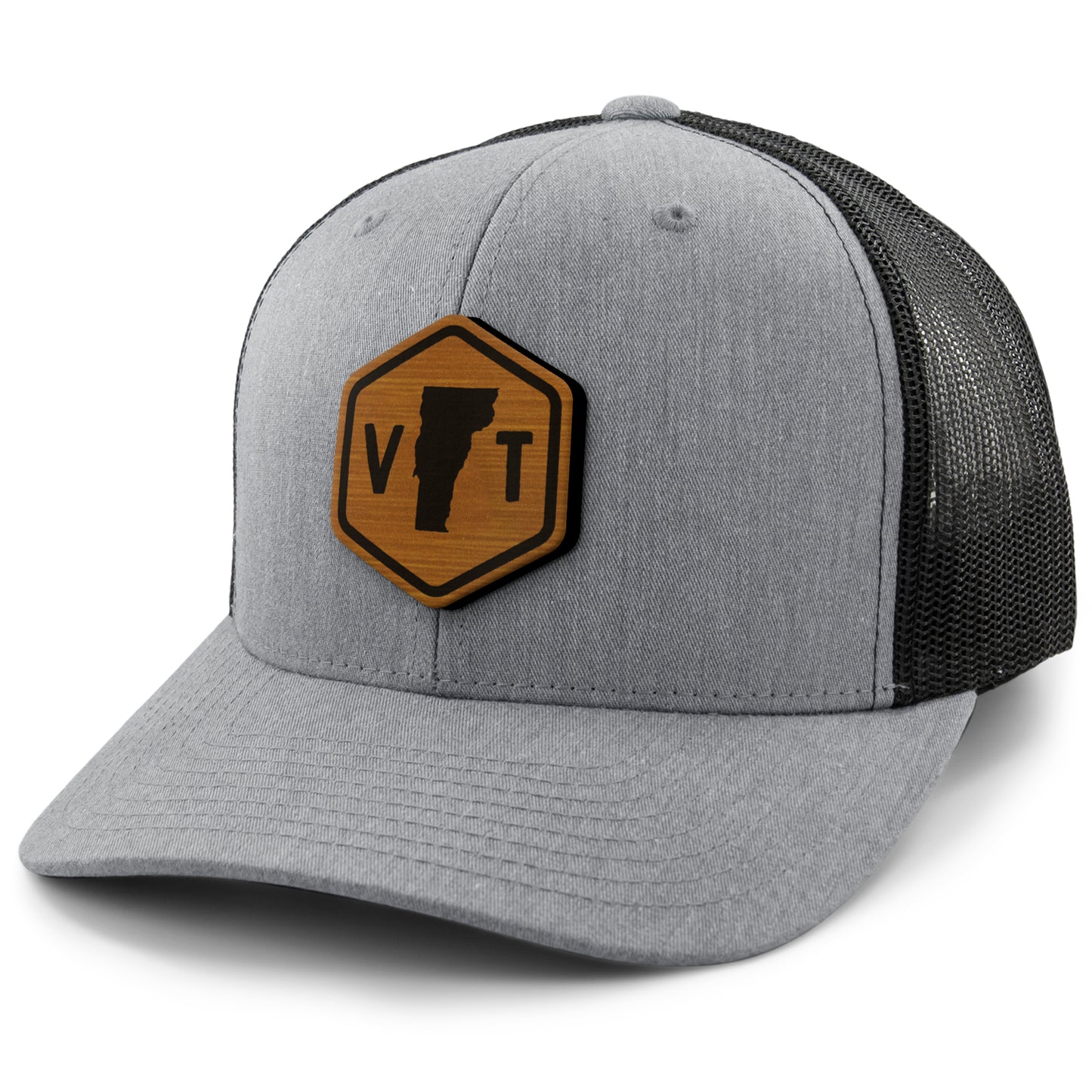 Vermont State Sign Wood Grain Patch Classic Snapback Trucker