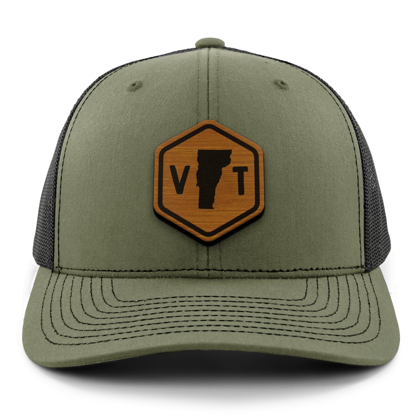 Vermont State Sign Wood Grain Patch Classic Snapback Trucker