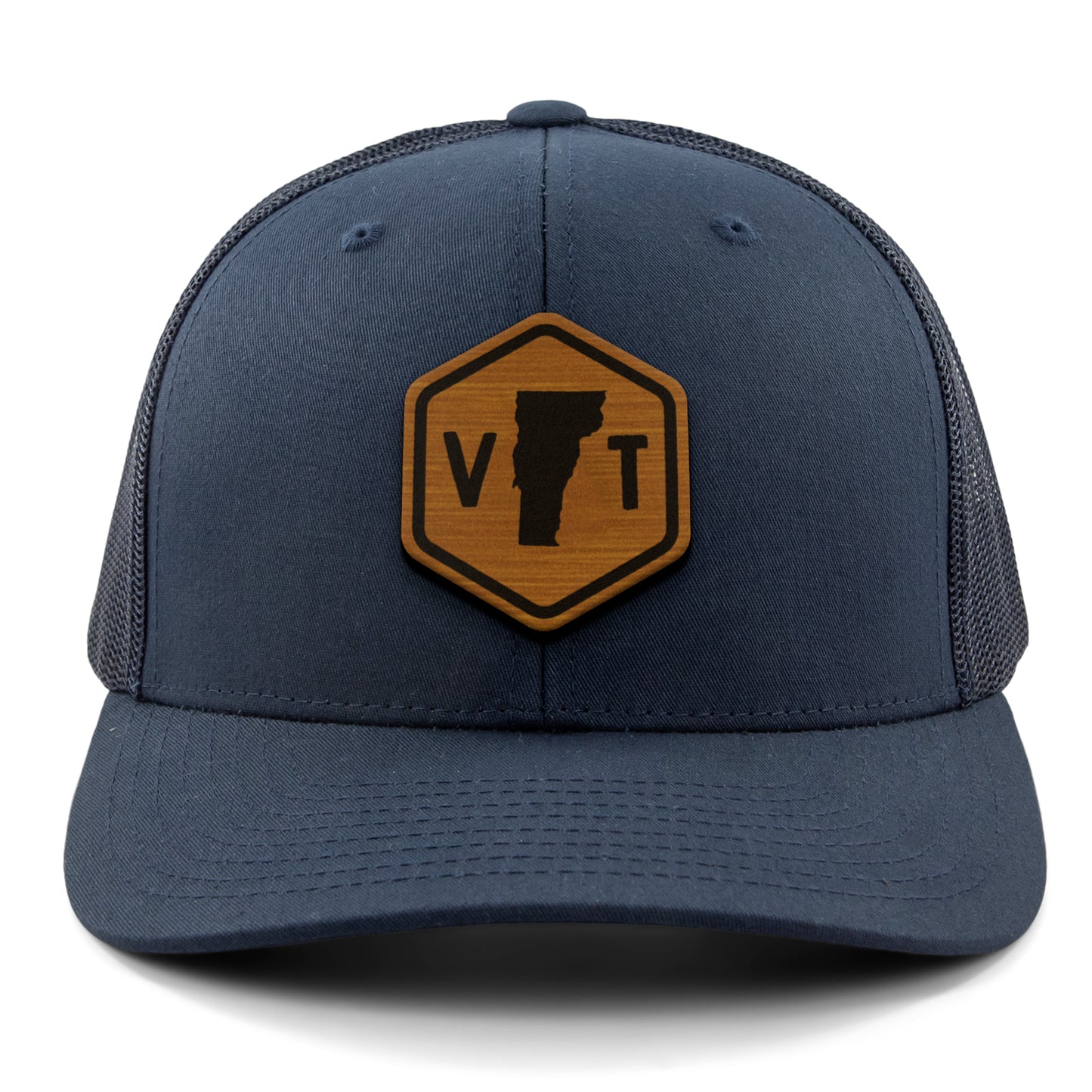 Vermont State Sign Wood Grain Patch Classic Snapback Trucker