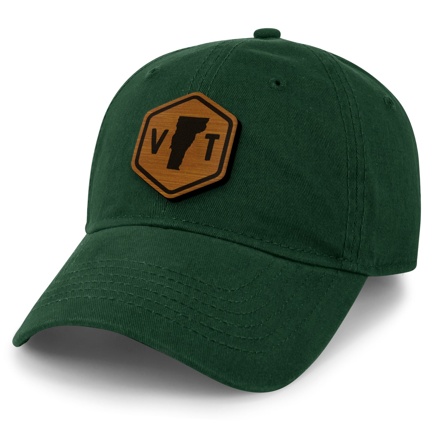 Vermont State Sign Wood Grain Patch Dad Hat