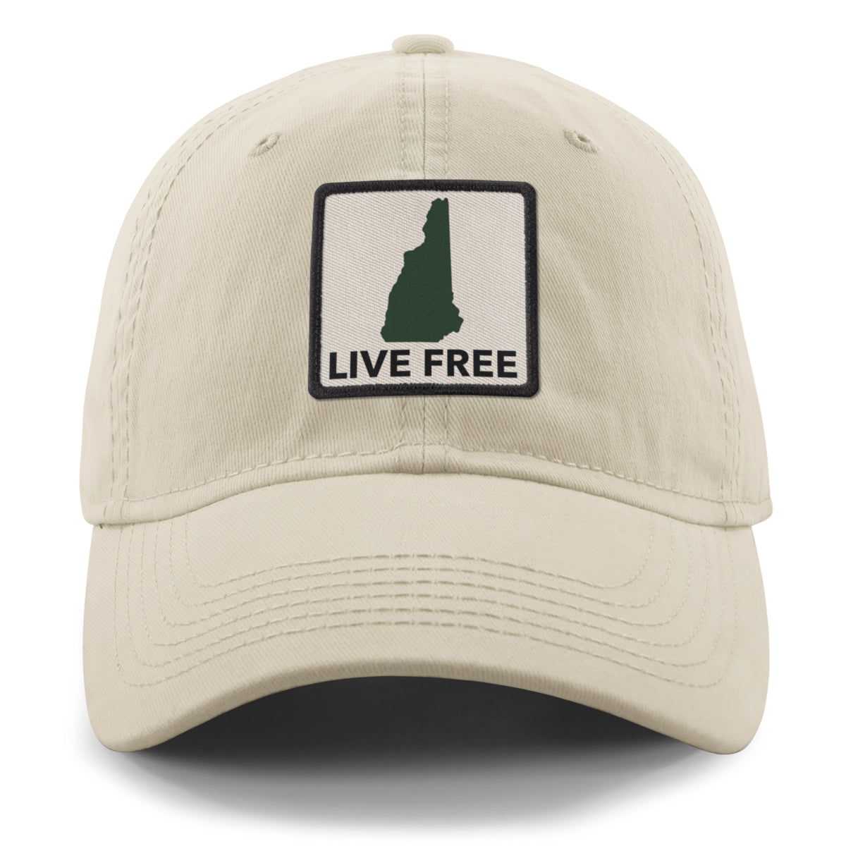 Live Free New Hampshire Printed Patch Dad Hat