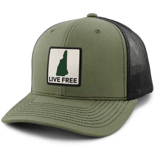 Live Free New Hampshire Printed Patch Classic Snapback Trucker