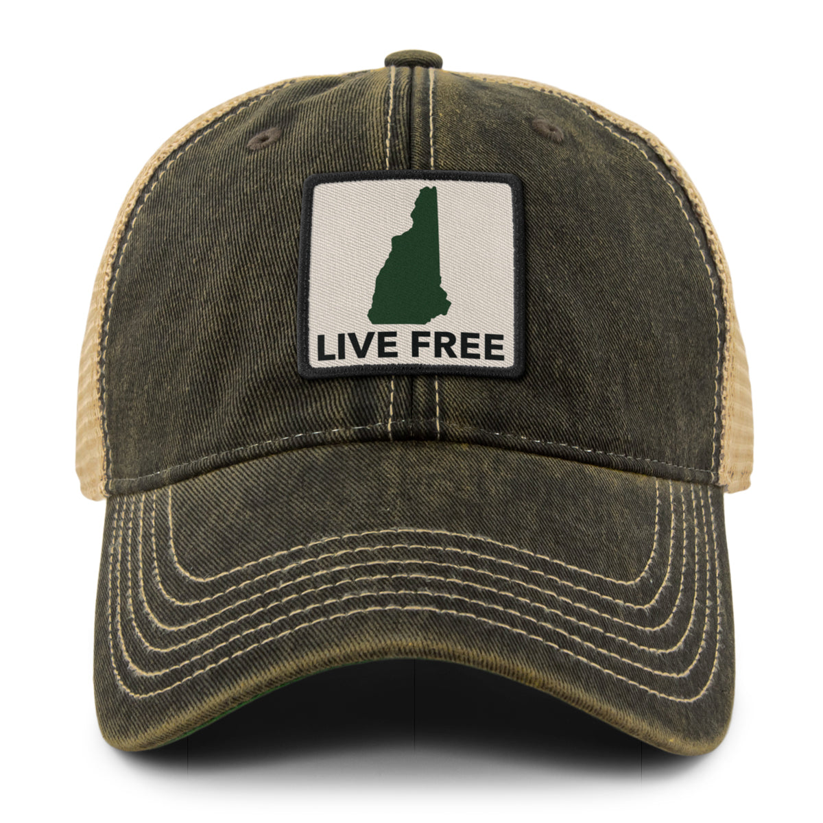 Live Free New Hampshire Printed Patch Dirty Water Trucker