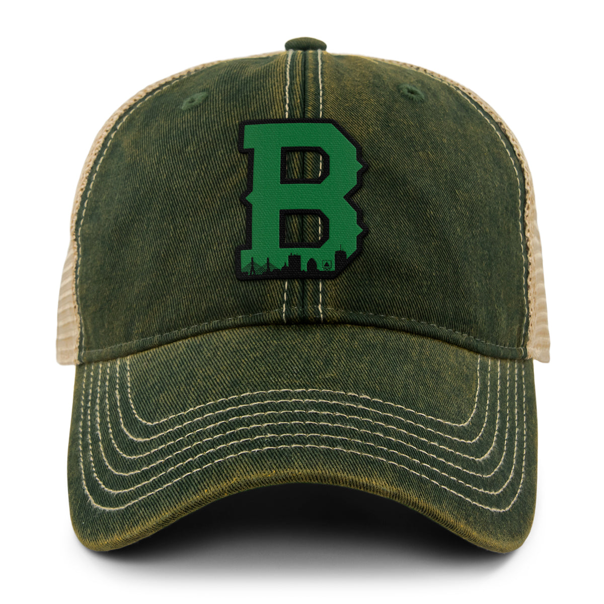 Boston B Green Skyline Dirty Water Trucker