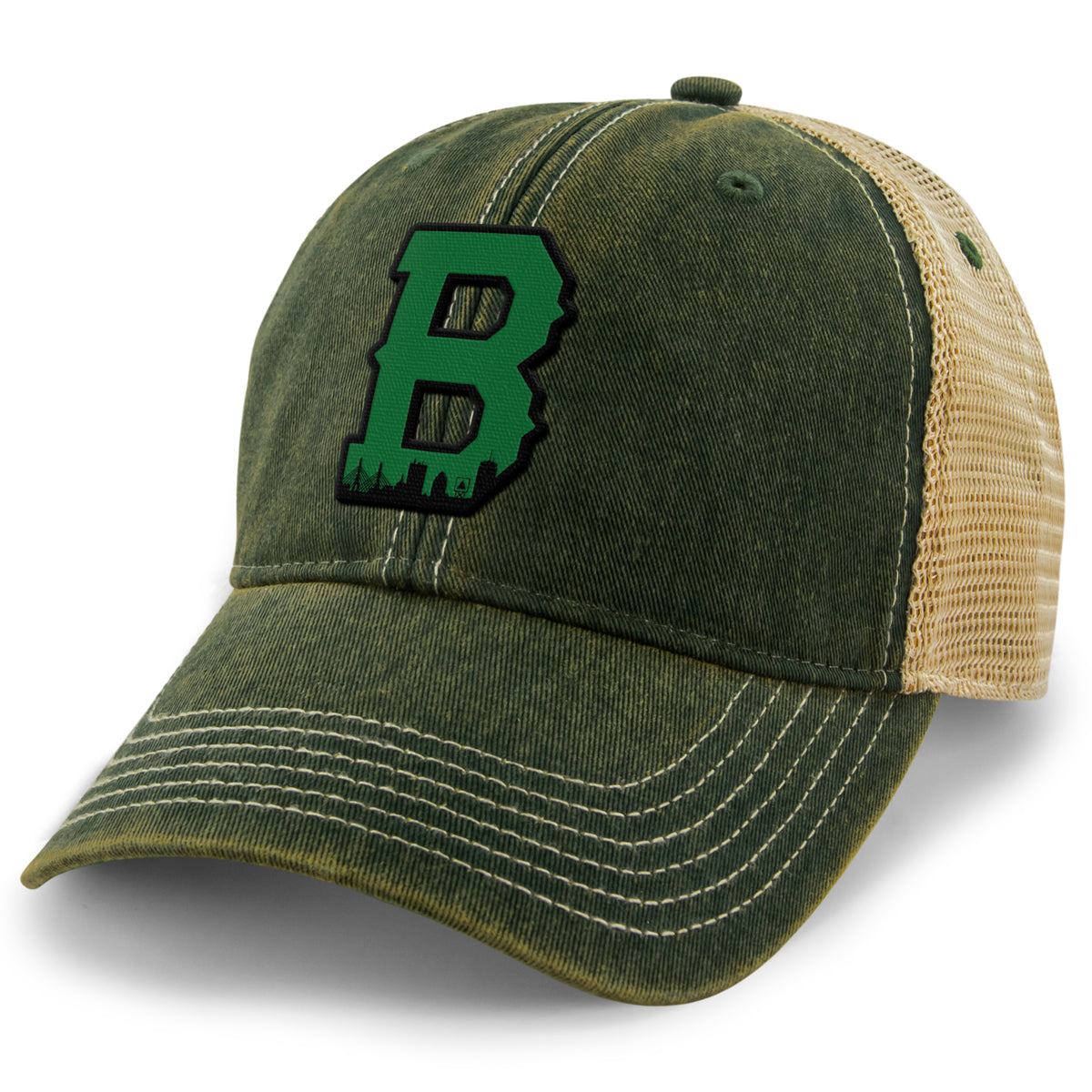 Boston B Green Skyline Dirty Water Trucker