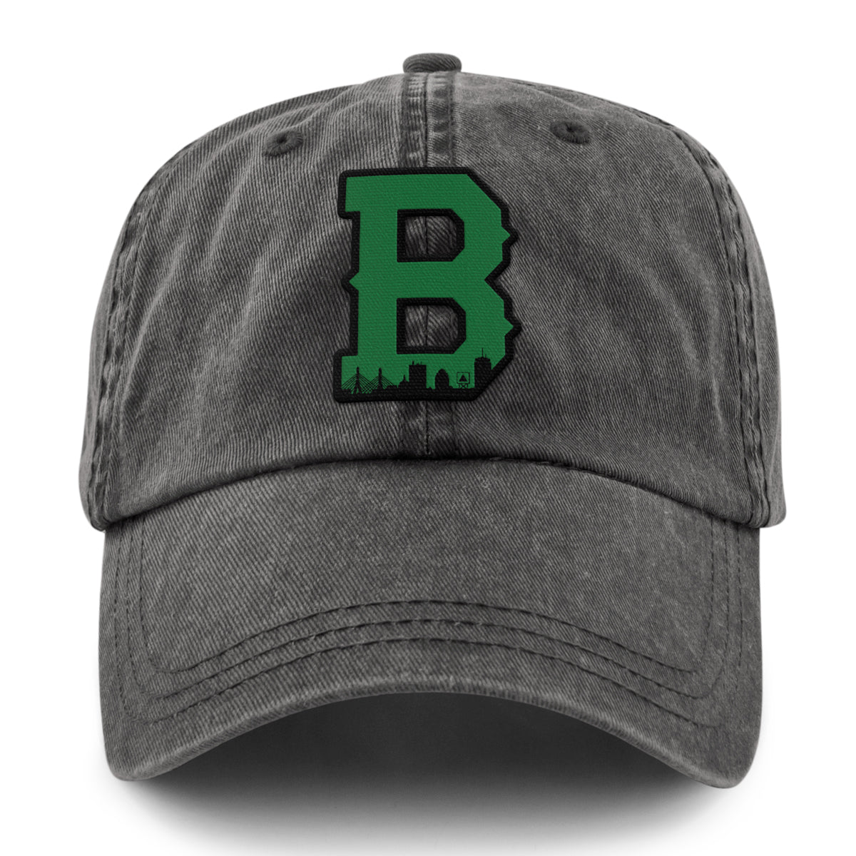 Boston B Green Skyline Washed Dad Hat