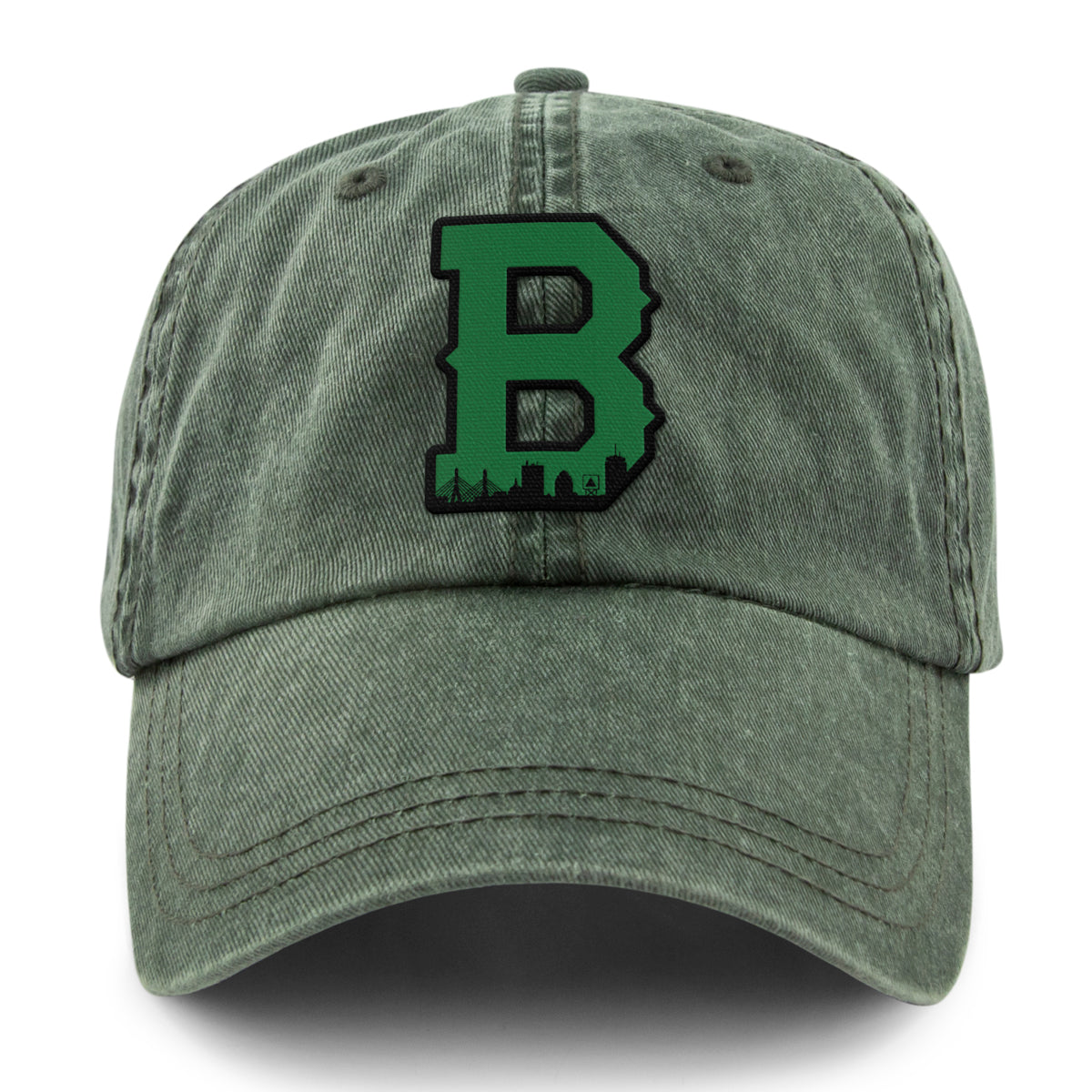 Boston B Green Skyline Washed Dad Hat