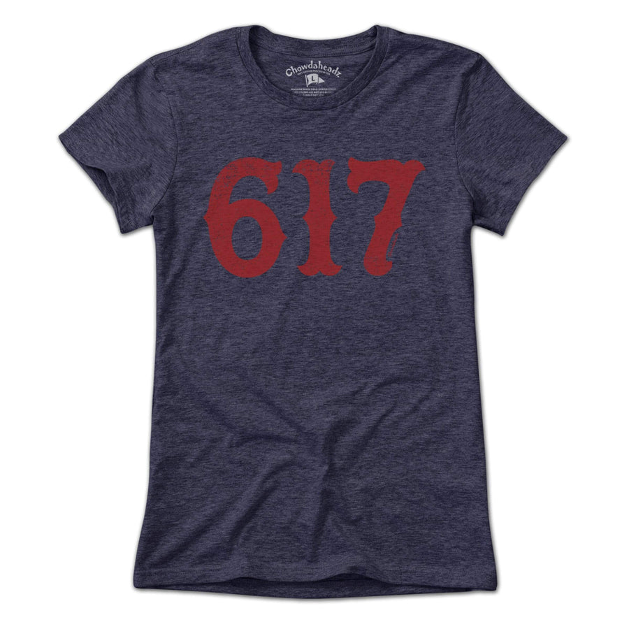 BeantownTshirts Boston Champs 617 Area Code Boston Baseball Fan T Shirt V-Neck / Navy / Small