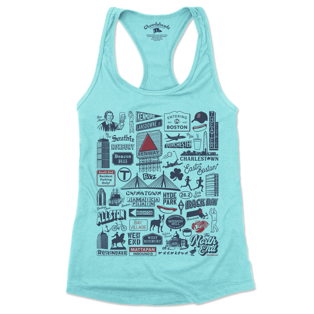 Printify She's from Boston Ladies Tank Top Tahiti Blue / 2XL