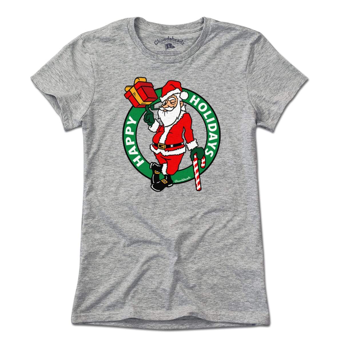 Happy Holidays Santa Circle Logo T-Shirt - Chowdaheadz