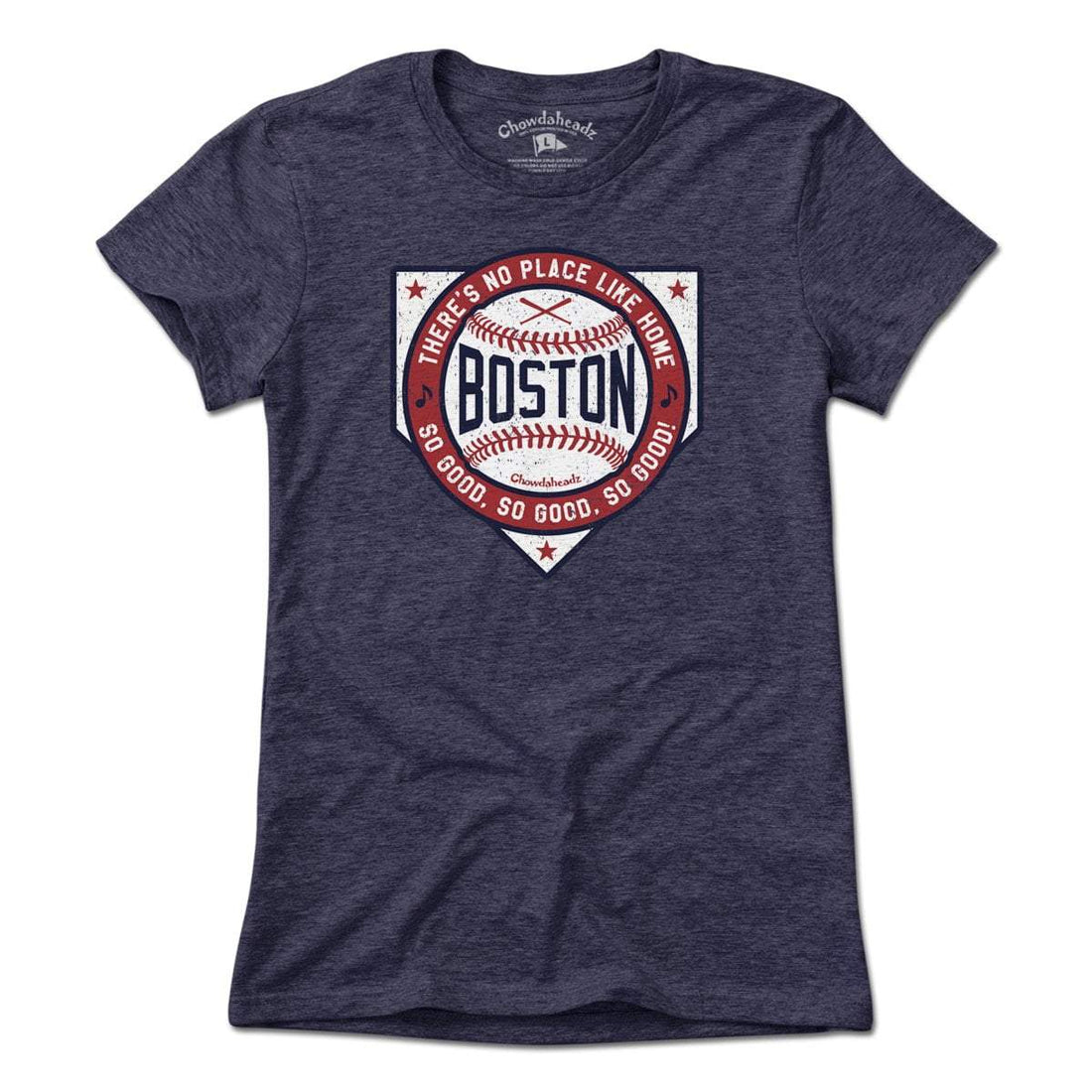 Boston There's No Place Like Home Baseball T-Shirt Ladies / Gray / S